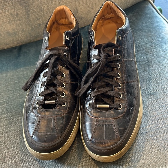 Jummy Choo Other - Men’s Jimmy Choo Brown Embossed Leather Croc Sneakers-sz 11